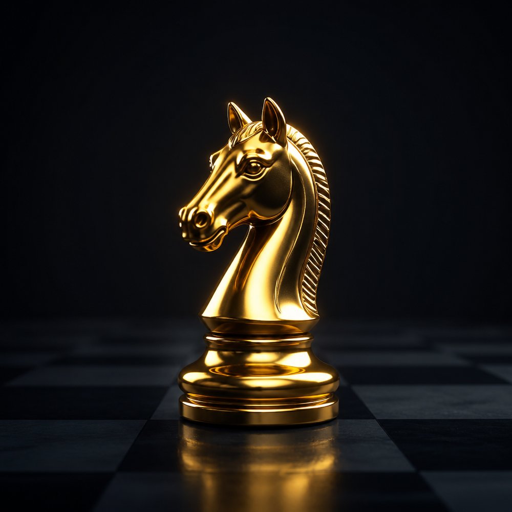 Golden chess knight